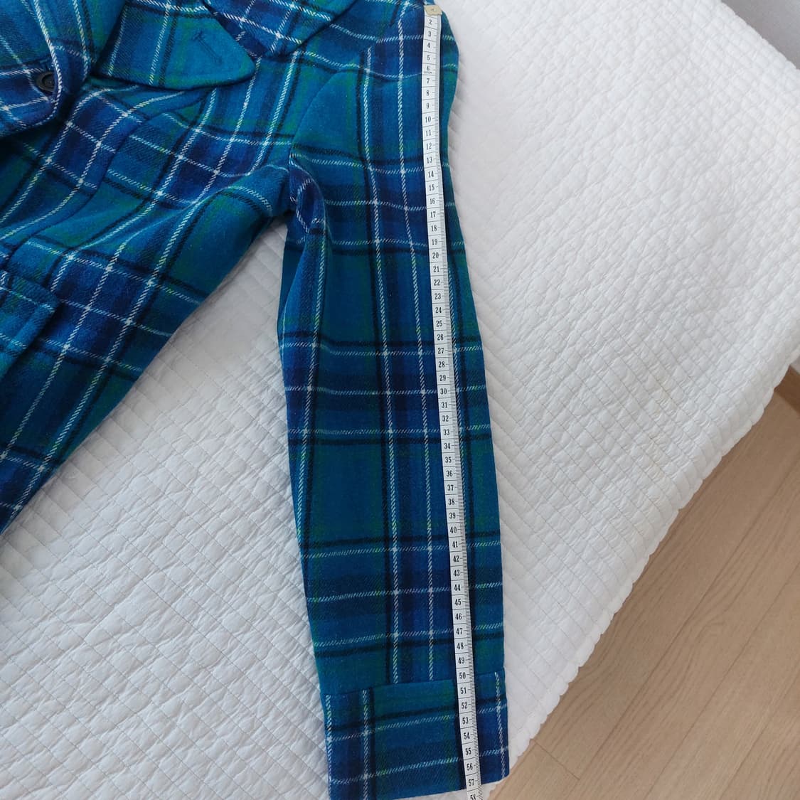 모리걸 너드 하구미 파랑 청록  체크 올드네이비 코트 더블코트 숏코트 상품이미지6