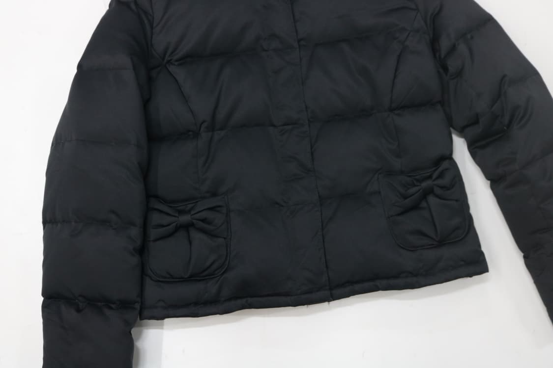 Private Label 프라이빗 라벨 리본 포켓 퍼 후드 구스다운 패딩 상품이미지6