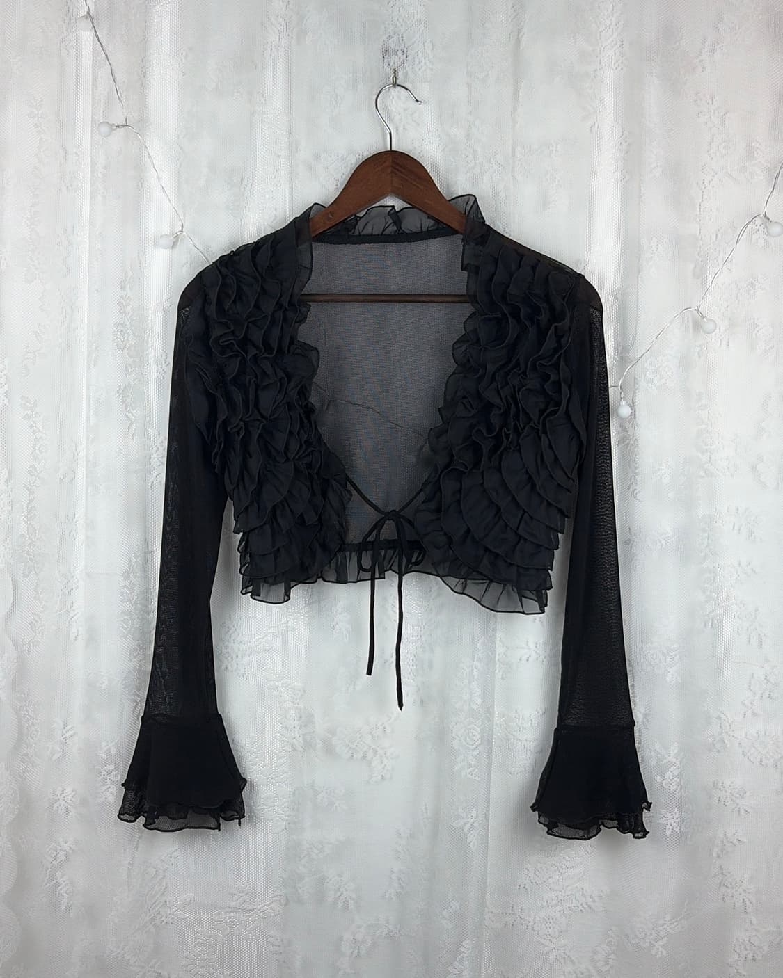 JPN black sheer ruffle bolero 상품이미지5