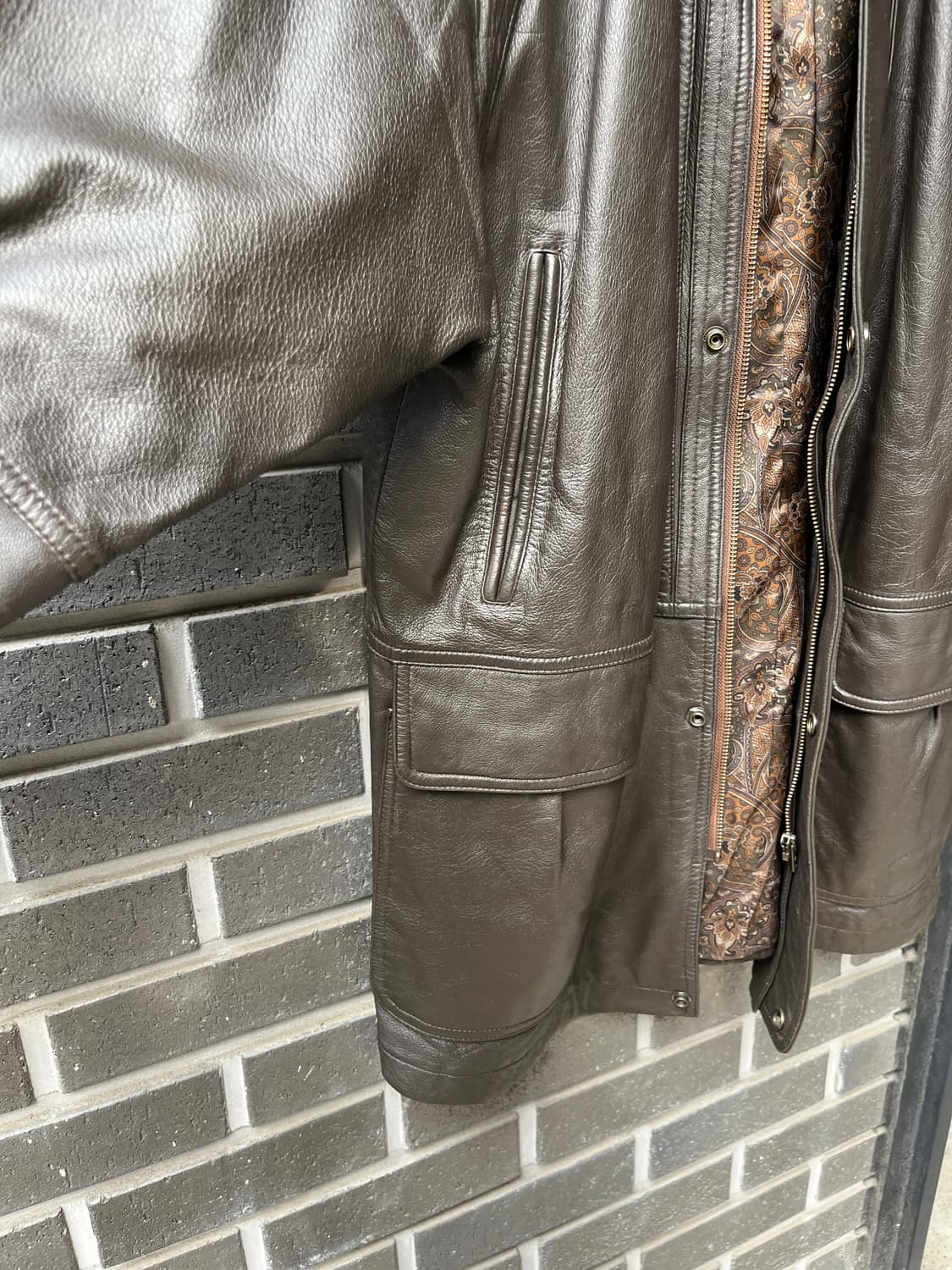 90s Genuine lambskin 천연 양가죽 카코트 다크브라운 상품이미지4