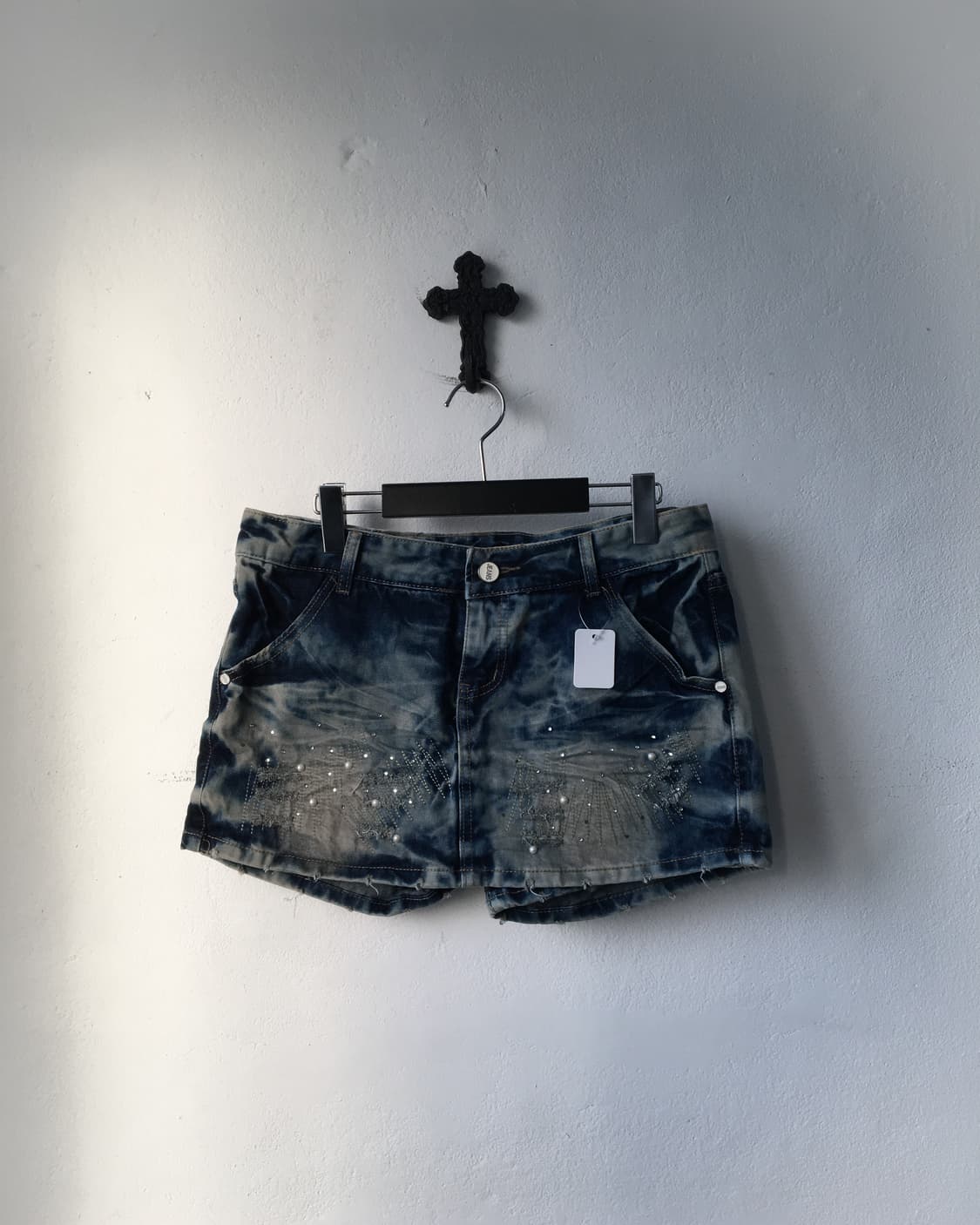 Cubic point washing denim short skirt 상품이미지1