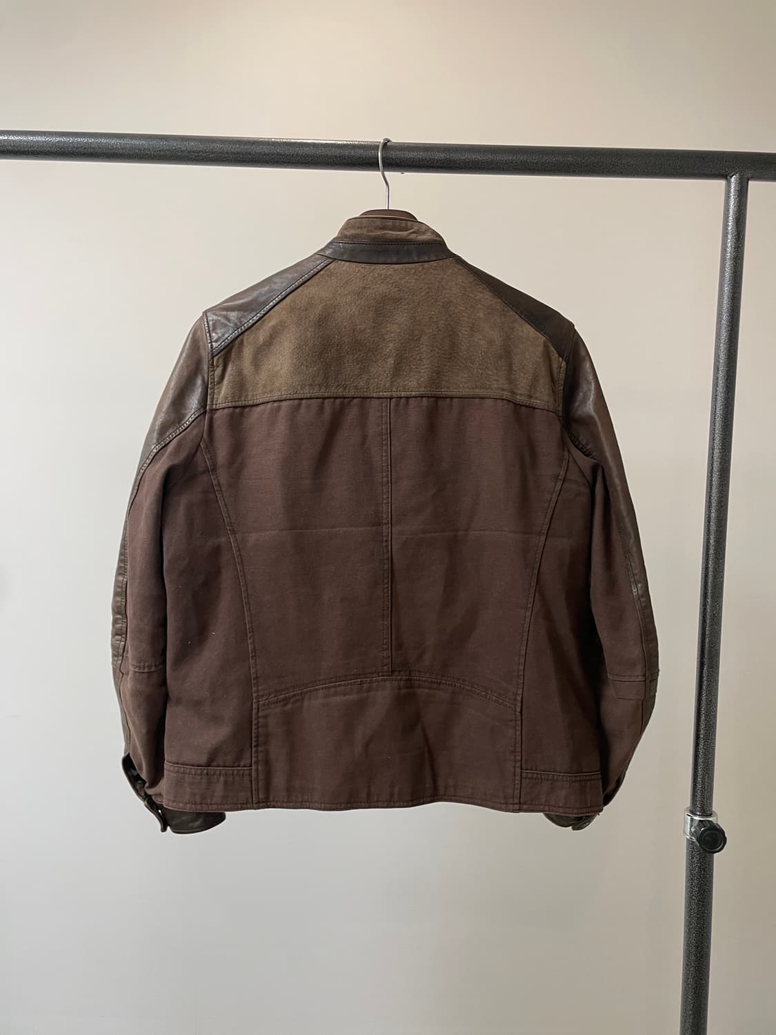 (105) Get used 브라운 배색 가죽 자켓 상품이미지3
