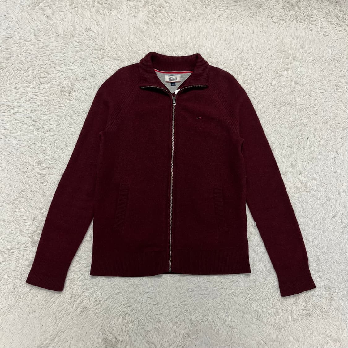 Tommy Hilfiger burgundy knit zip-up 상품이미지4