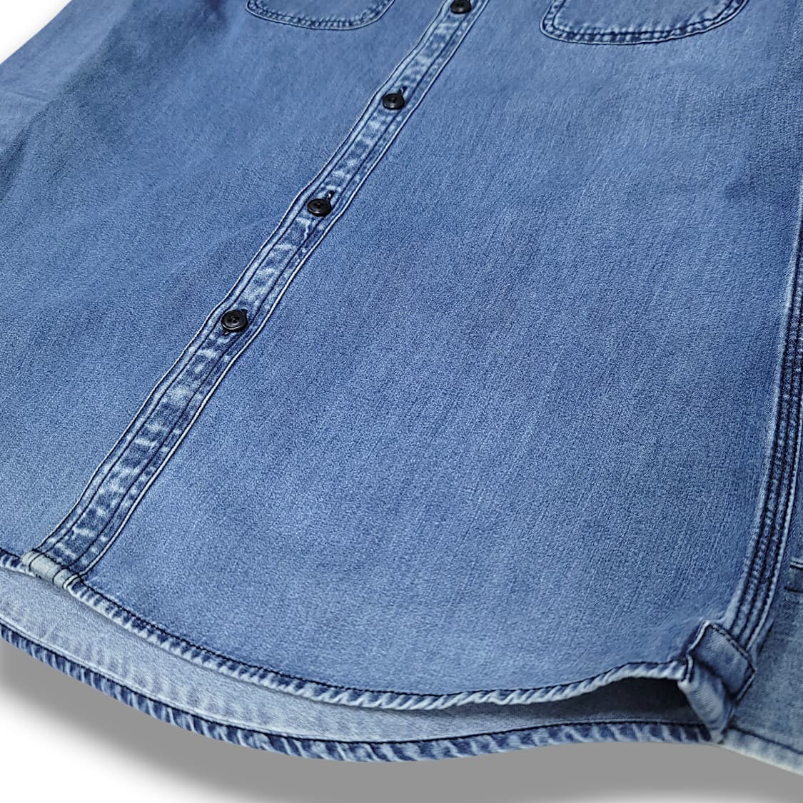 [95~100] 라코스테 중청 슬림핏 데님 긴팔셔츠 상품이미지5