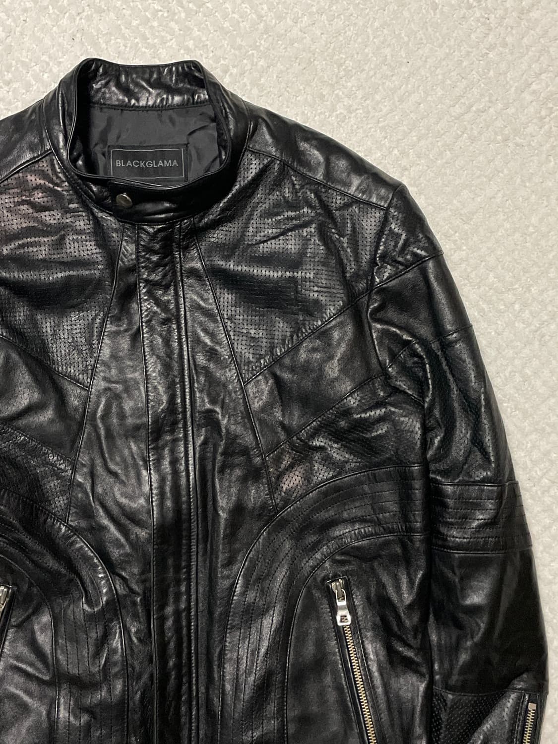 광희시장 웨스턴 무드 양가죽 절개 레더 바이커 자켓 상품이미지3