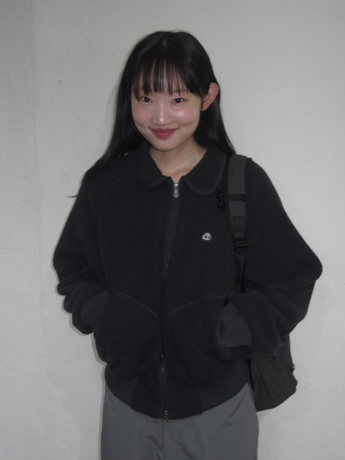 suu 라운드 카라 플리스 자켓 블루 그레이 상품이미지2