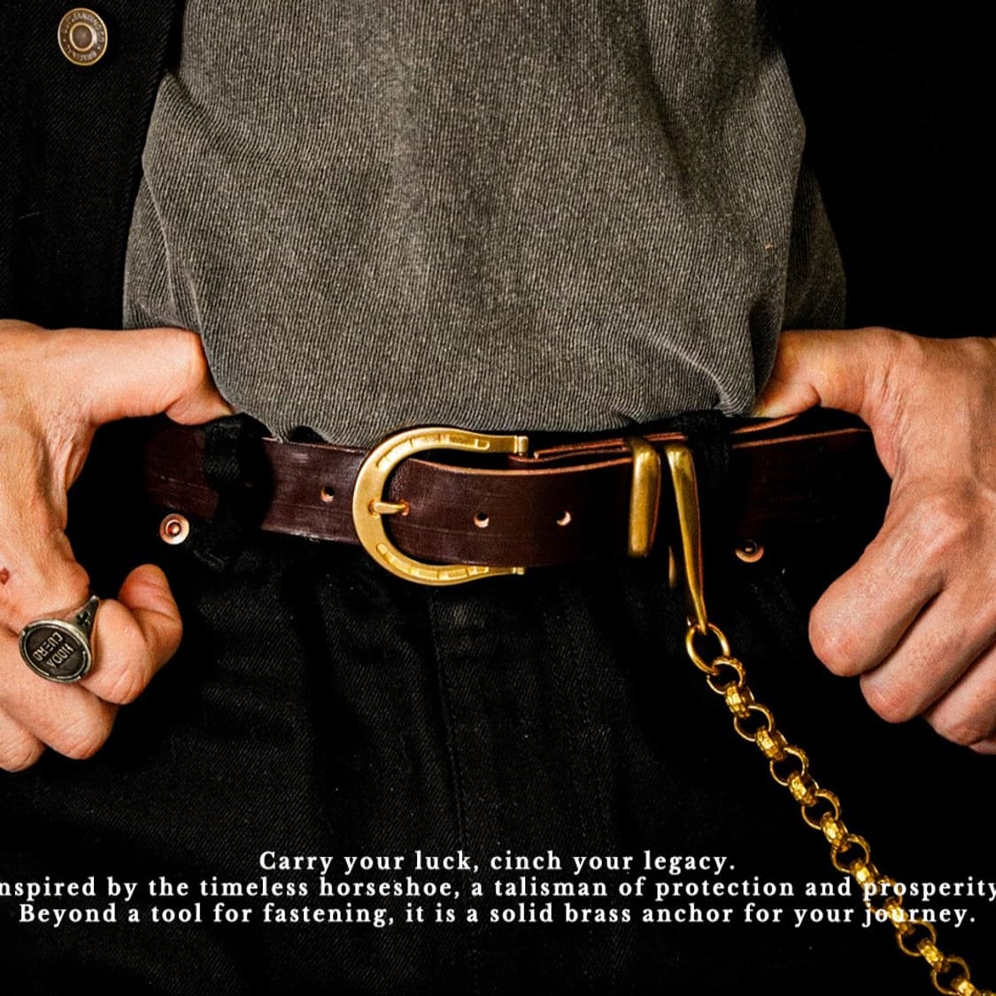 BEL Horseshoe Bridle Belt Brass Color 상품이미지1