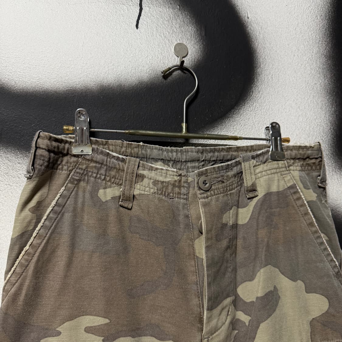 VTG 빈티지 밀리터리 우드랜드 카모 코튼 와이드 카고 팬츠 상품이미지3