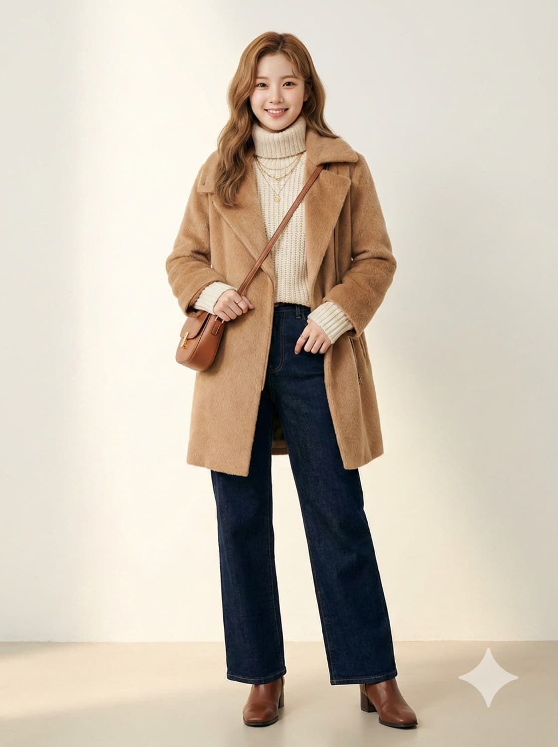 타임(TIME) 라마 혼방 카멜 하프 코트 상품이미지1