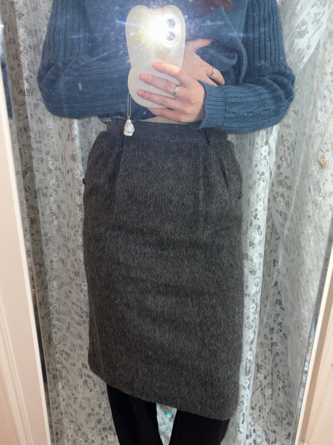 그레이 모헤어 스커트 상품이미지4