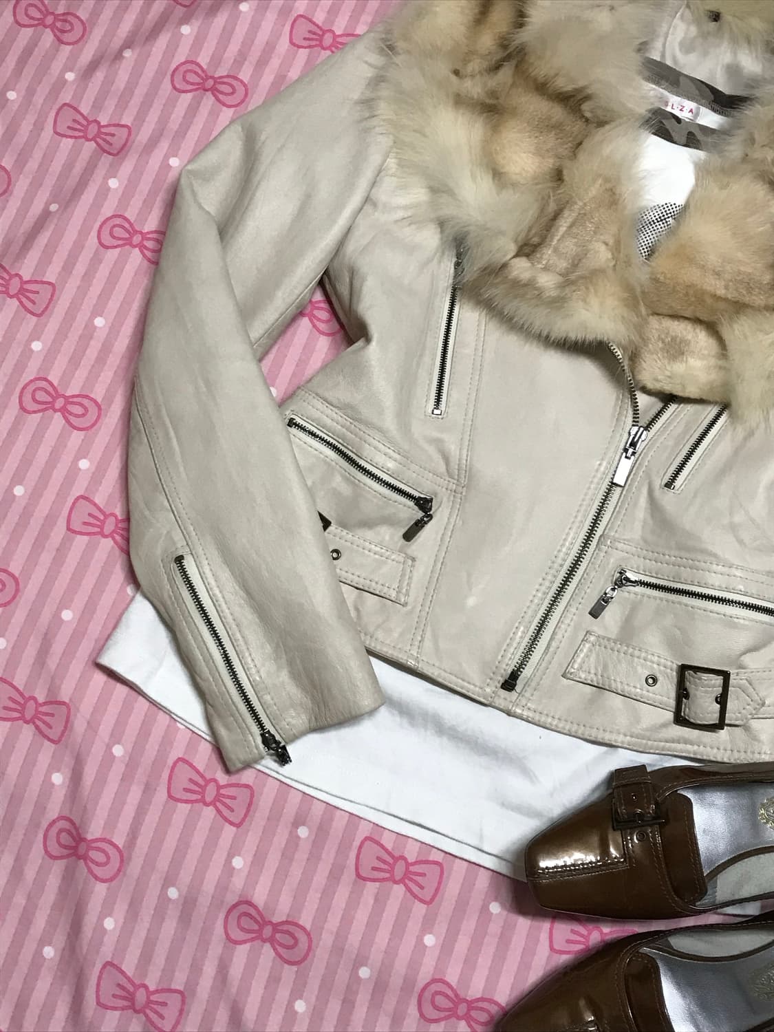 양가죽 아이보리 퍼 자켓  상품이미지3