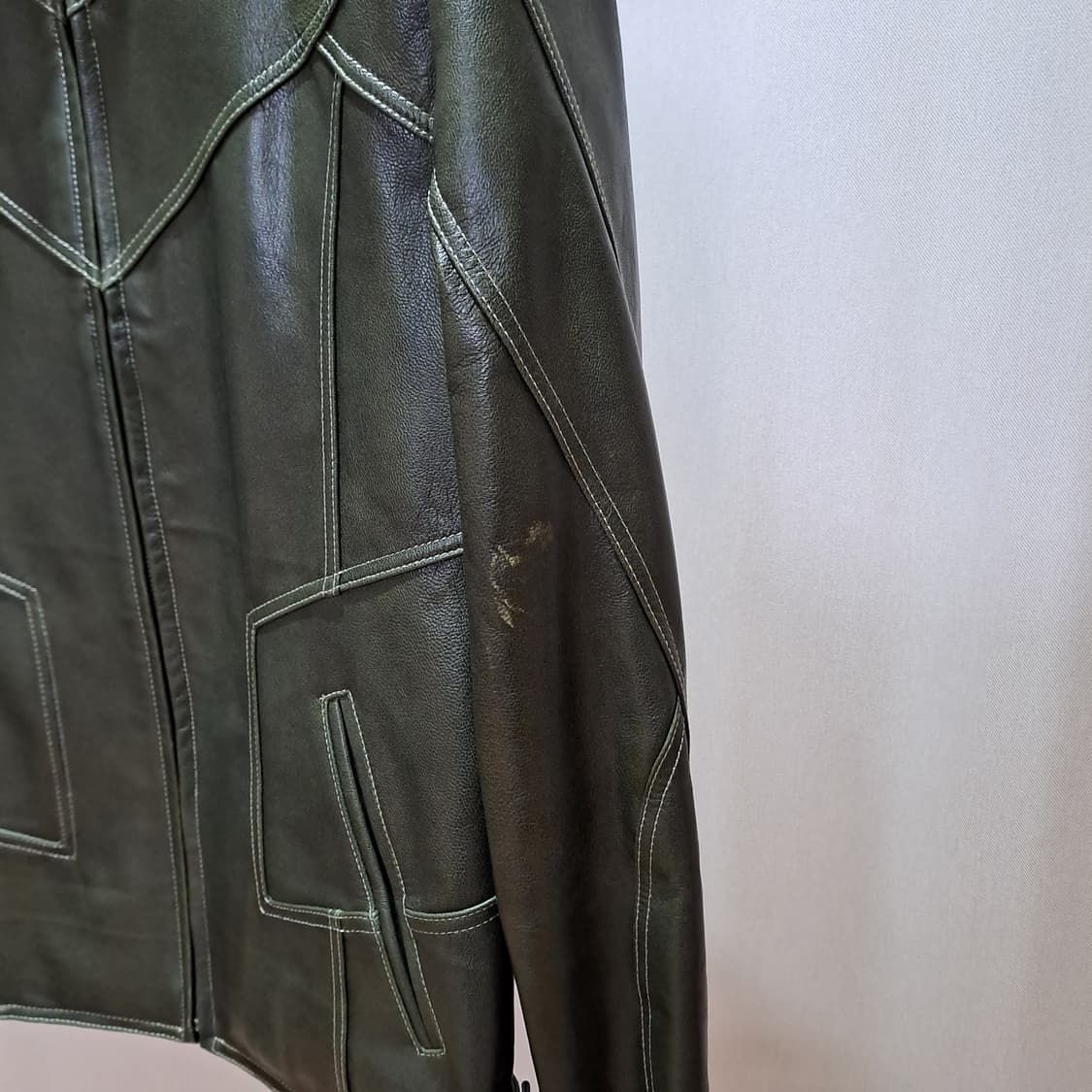 산양가죽 카키 절개스티치 싱글자켓 100 B45 상품이미지4