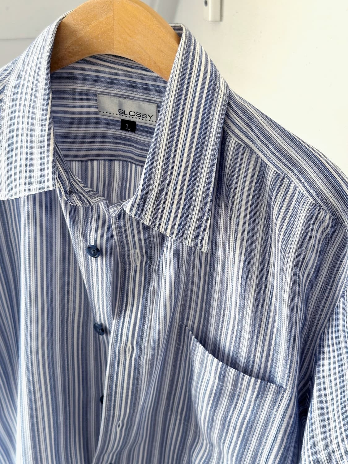 High count multi stripe woven H/S shirt 상품이미지2