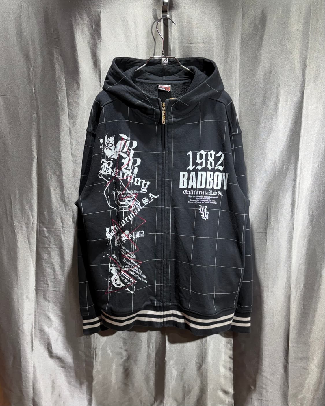 XL 베드보이 1982 펑크 프린팅 체크 후드집업 상품이미지2