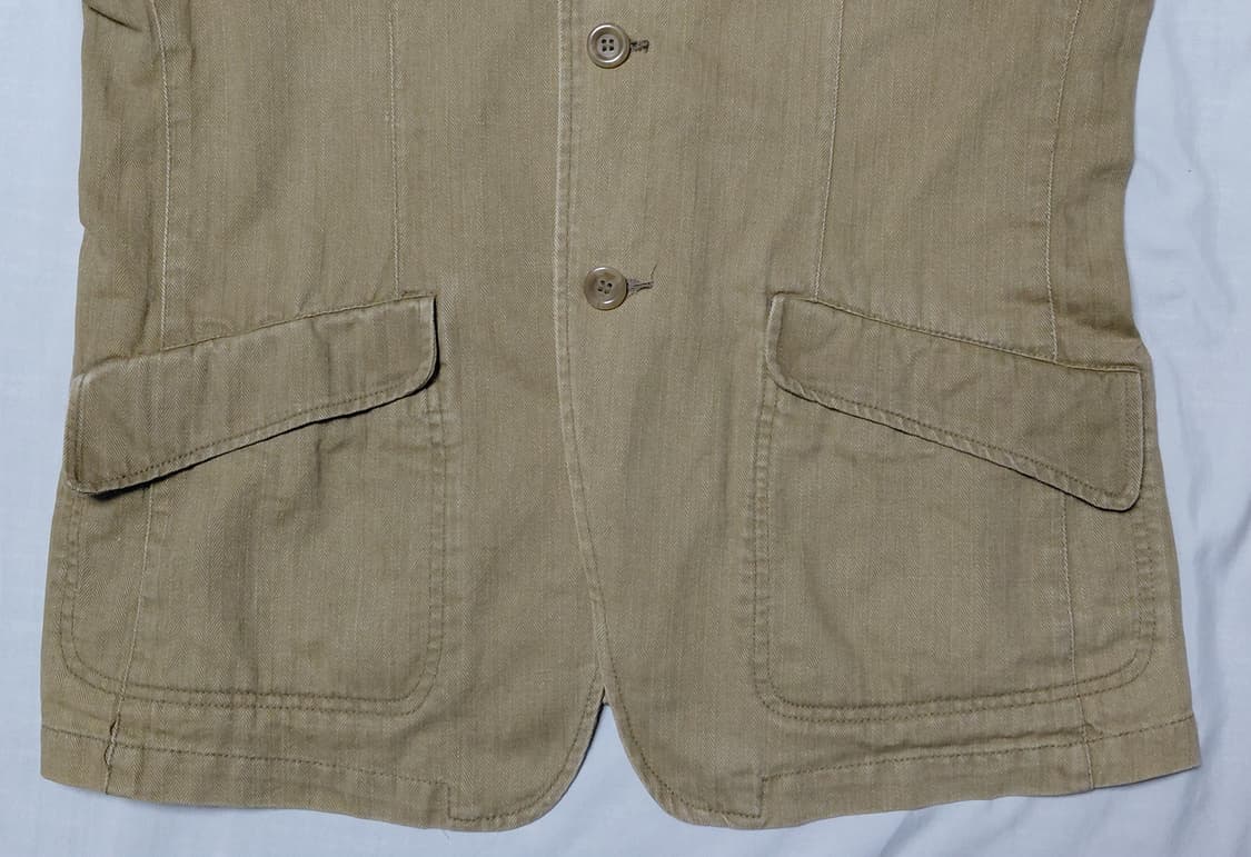 할인!! (XL) DOG HOUSE 빈티지 베이지 코튼 린넨 블레이저 상품이미지4