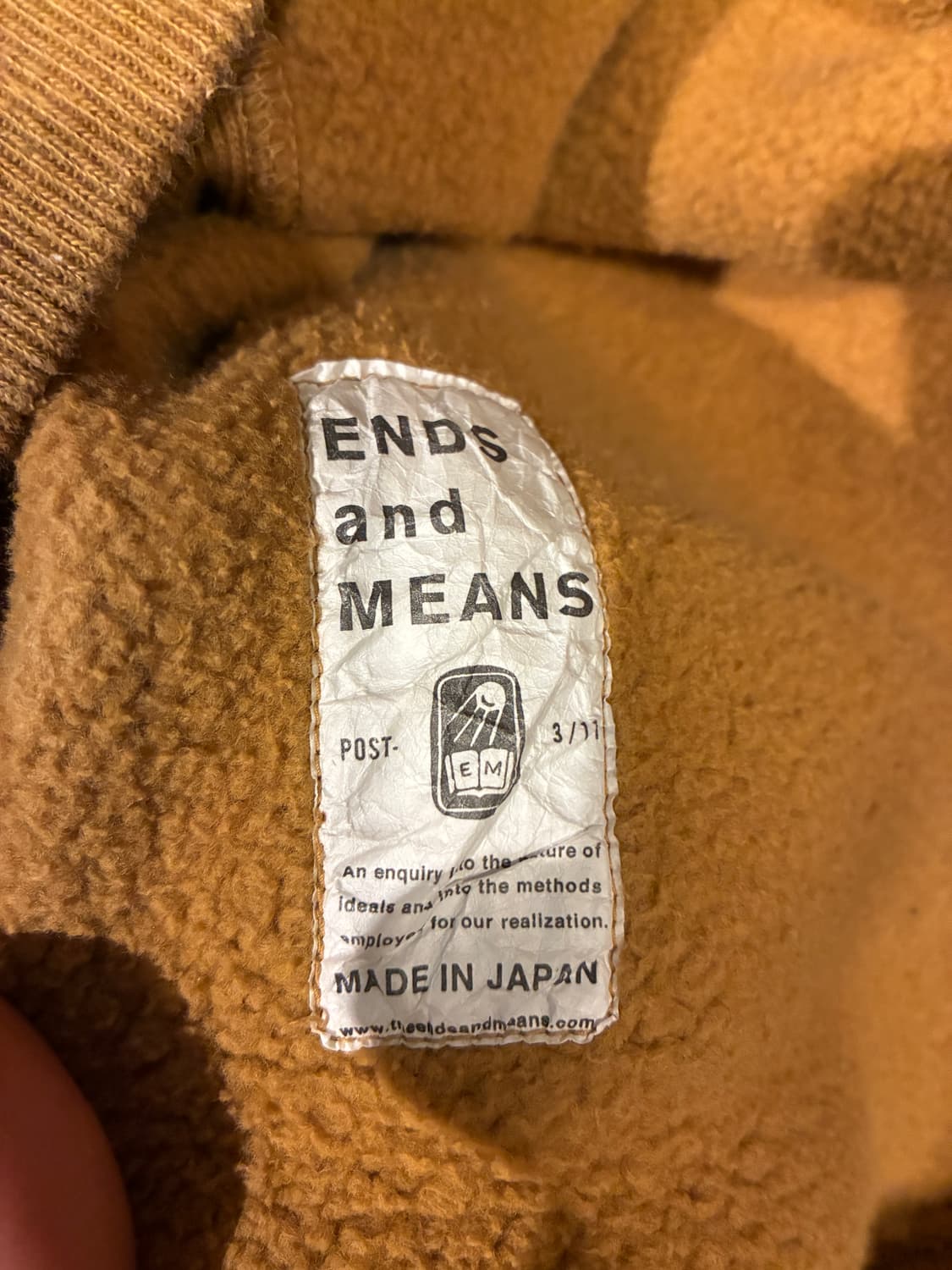 L) 엔즈앤드민즈 머스타드 브라운 리버스위브 후드티 상품이미지5