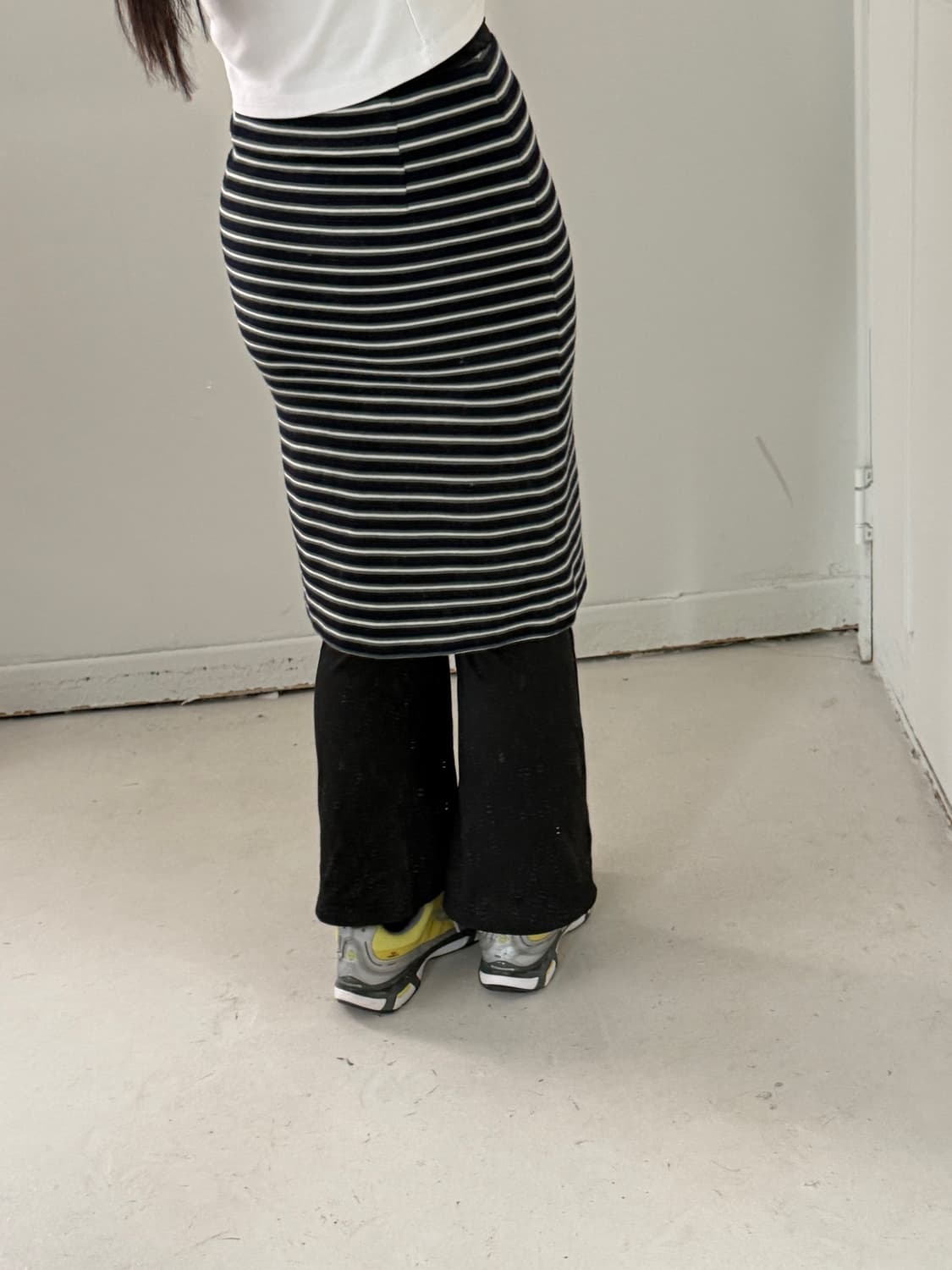 일본빈티지 울 스트라이프 미디스커트 상품이미지2