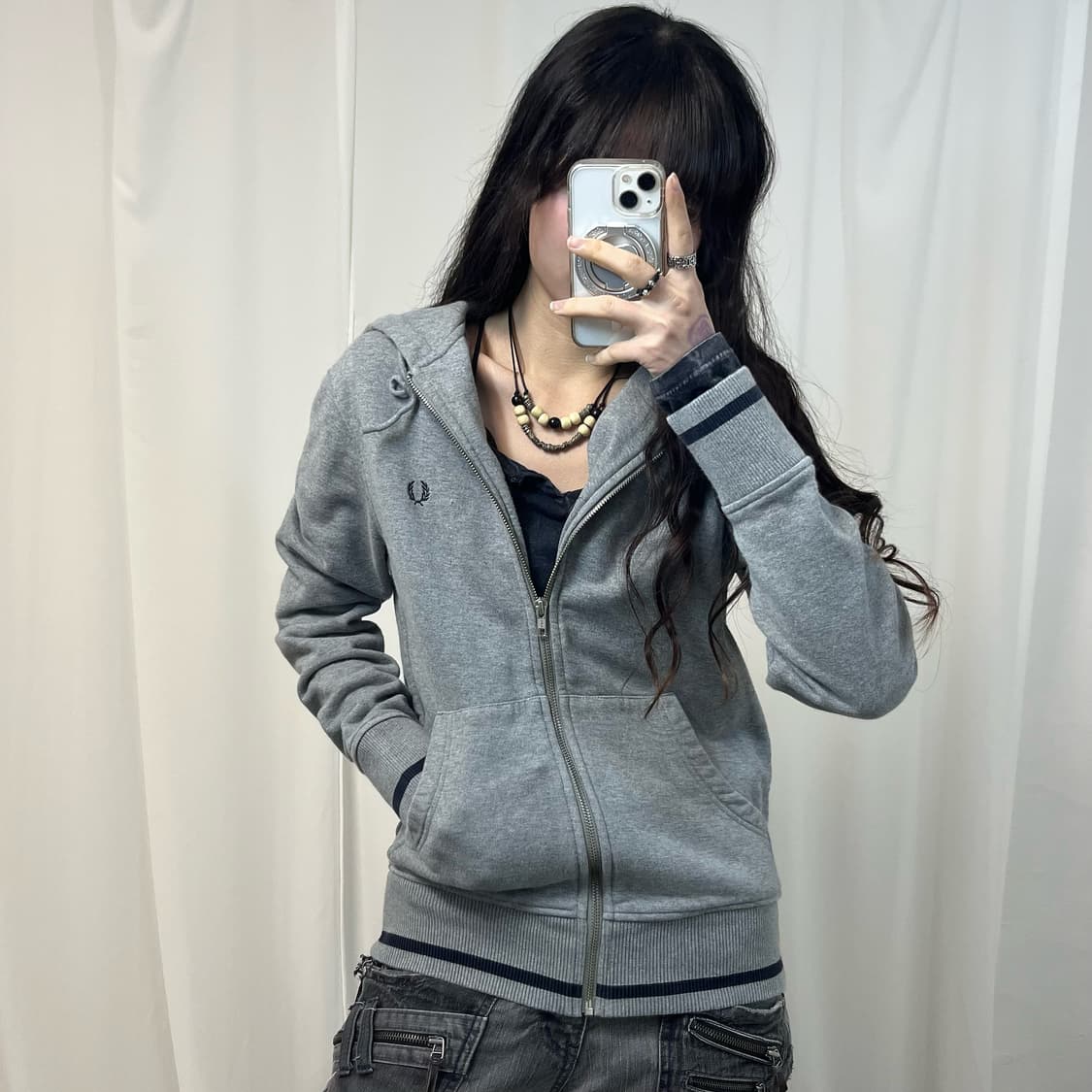 Fred Perry Grey Zip-up Hoodie  상품이미지1