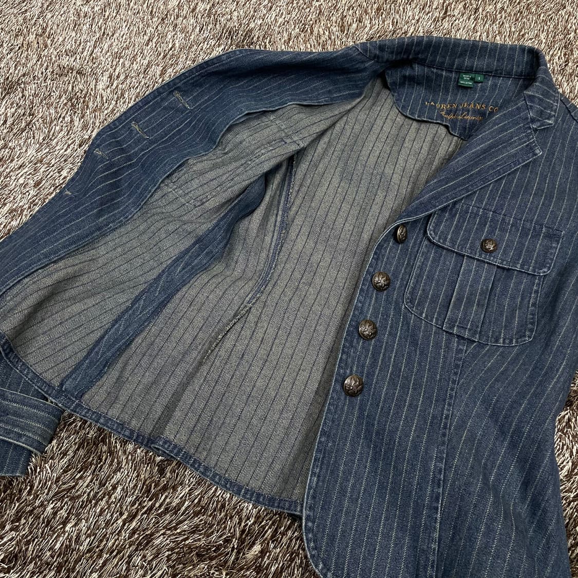 랄프로렌 Ralph Lauren 스트라이프 데님 블레이저 청자켓 S 상품이미지4