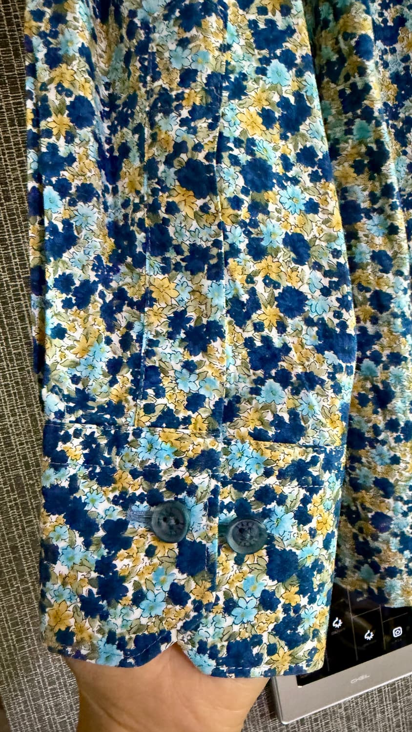 닥스 DAKS 남성 셔츠 플라워 프린트 블루 옐로우 믹스 패턴 면 100 상품이미지4