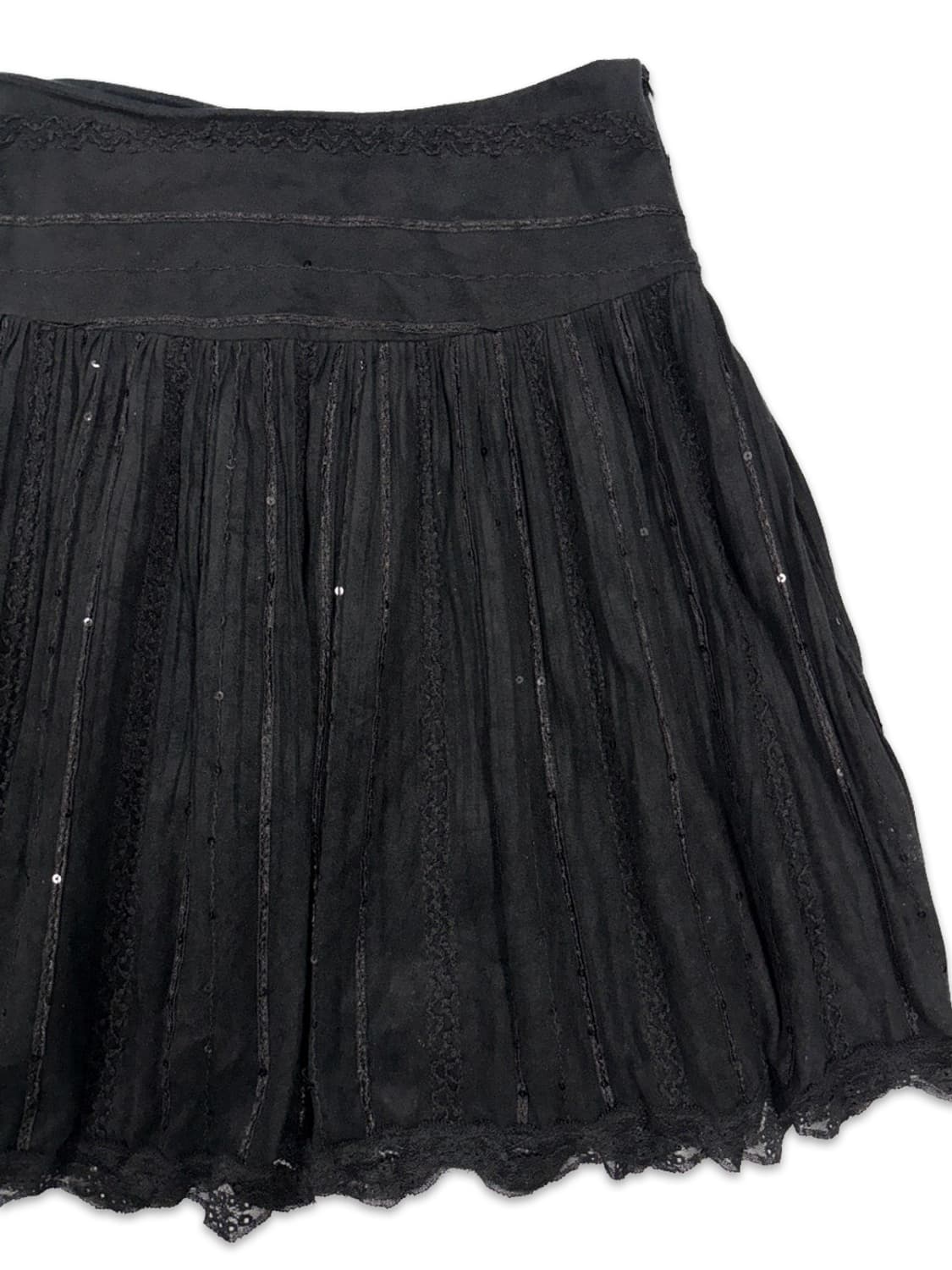 빈티지 블랙 레이스 스판콜 미디 스커트 상품이미지2