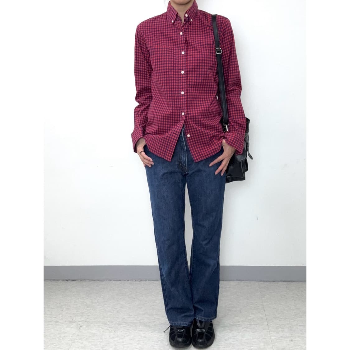 빈티지 레드 체크 셔츠 상품이미지2