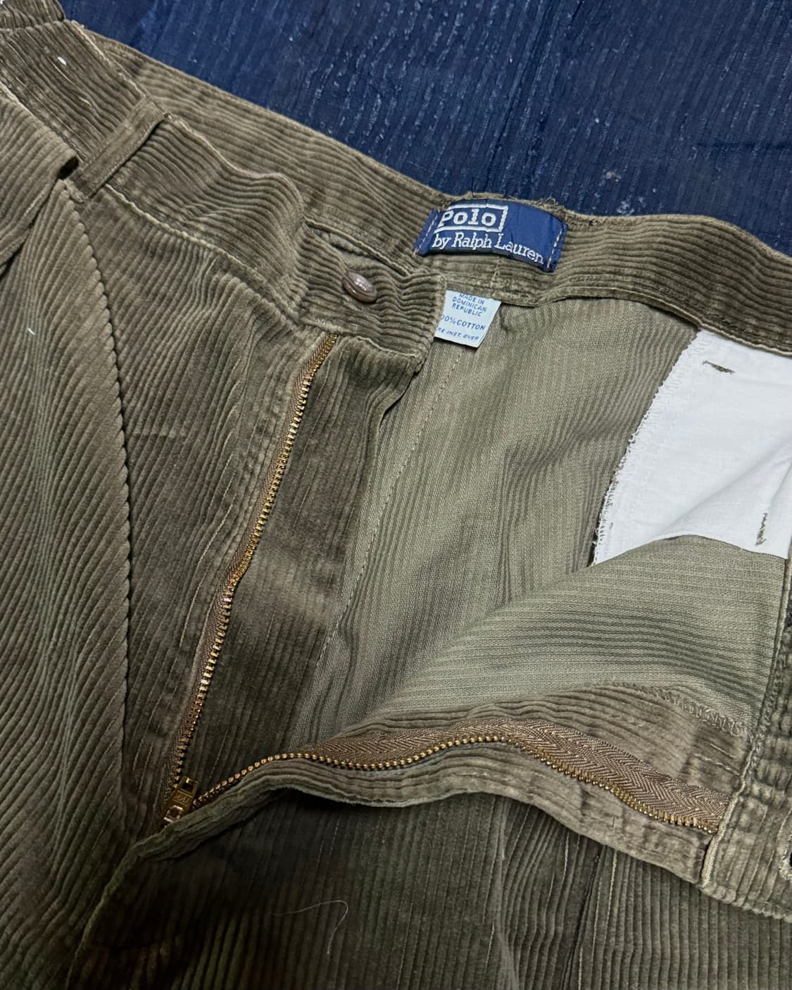 90‘s 폴로 랄프로렌 투턱 코듀로이 앤드류 팬츠 34 [올리브그린] 상품이미지2