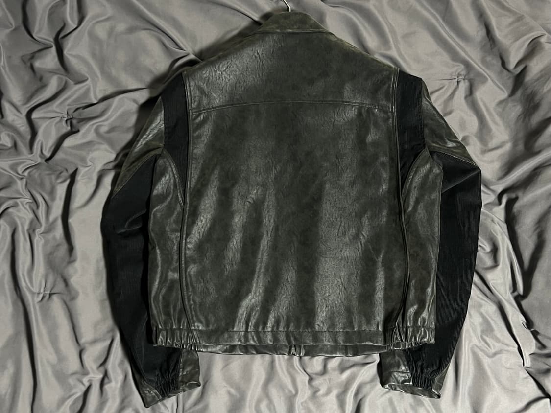 [L] 쿠어 믹스드 스웨이드 파이핑 점퍼 (블랙브라운) 상품이미지8