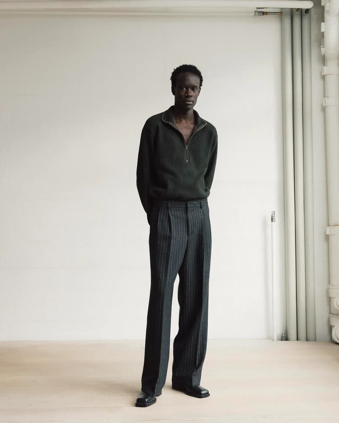 [46] 선플라워 와이드 스트라이프 트라우저 상품이미지1