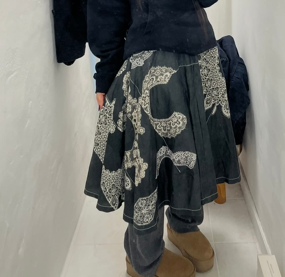 lace tranacription flare skirt 상품이미지2