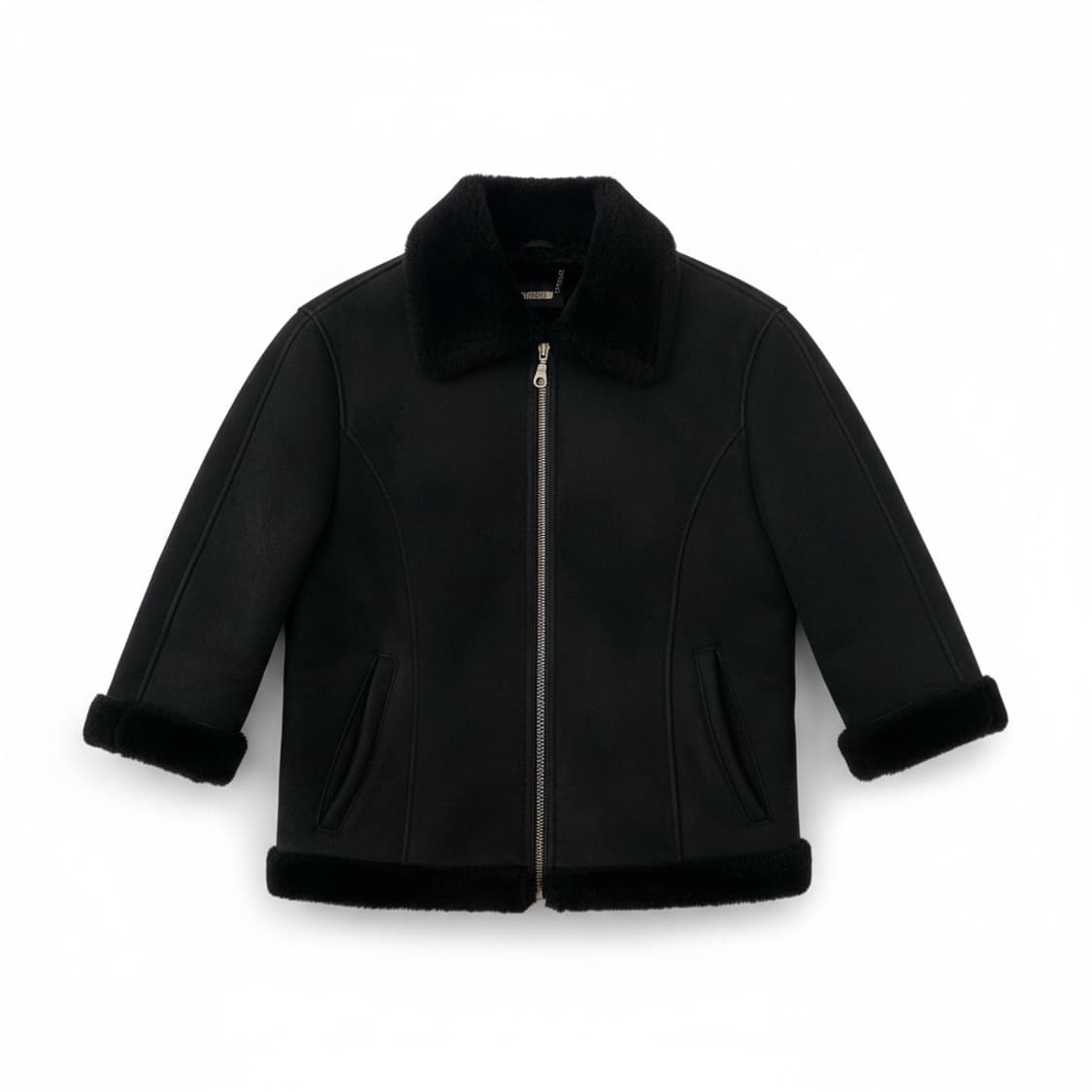 Cuttif 블랙 양가죽 숏 무스탕 자켓 상품이미지1