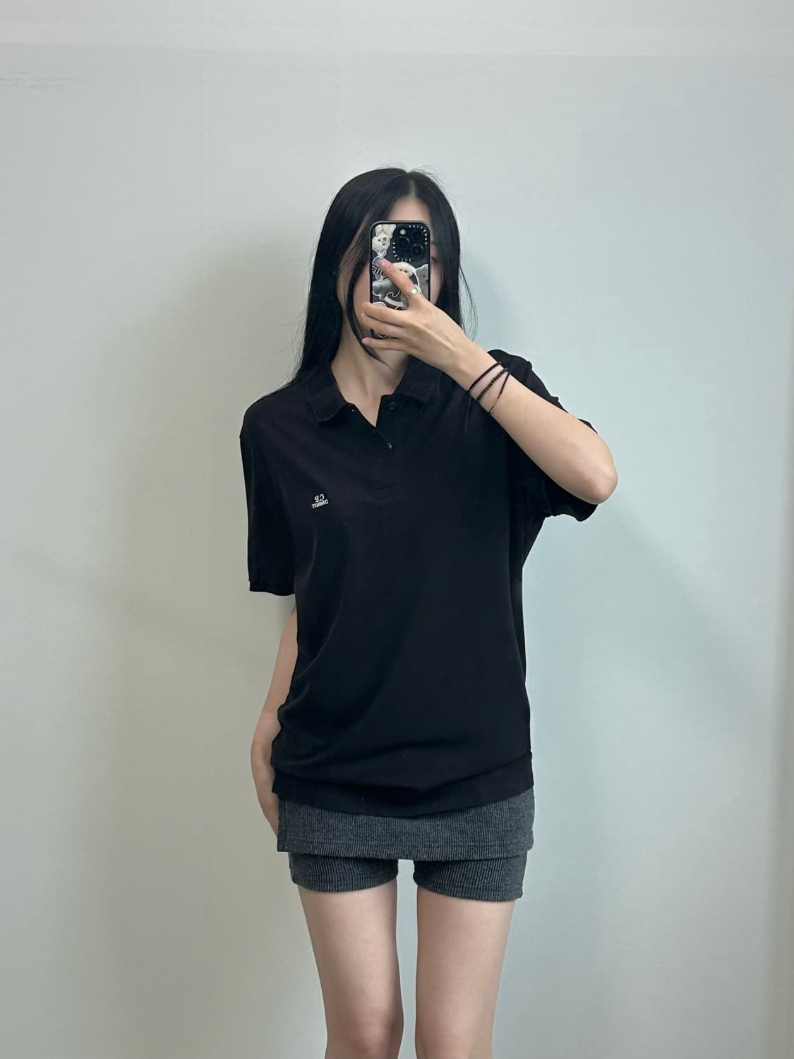 Cp컴퍼니 자수로고 블랙 피케 반팔 카라 티셔츠 상품이미지1