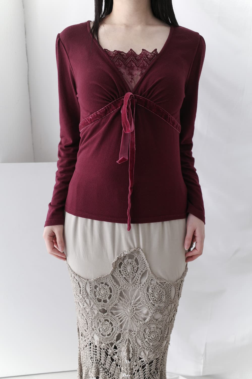 ribbon lace long sleeve 상품이미지6