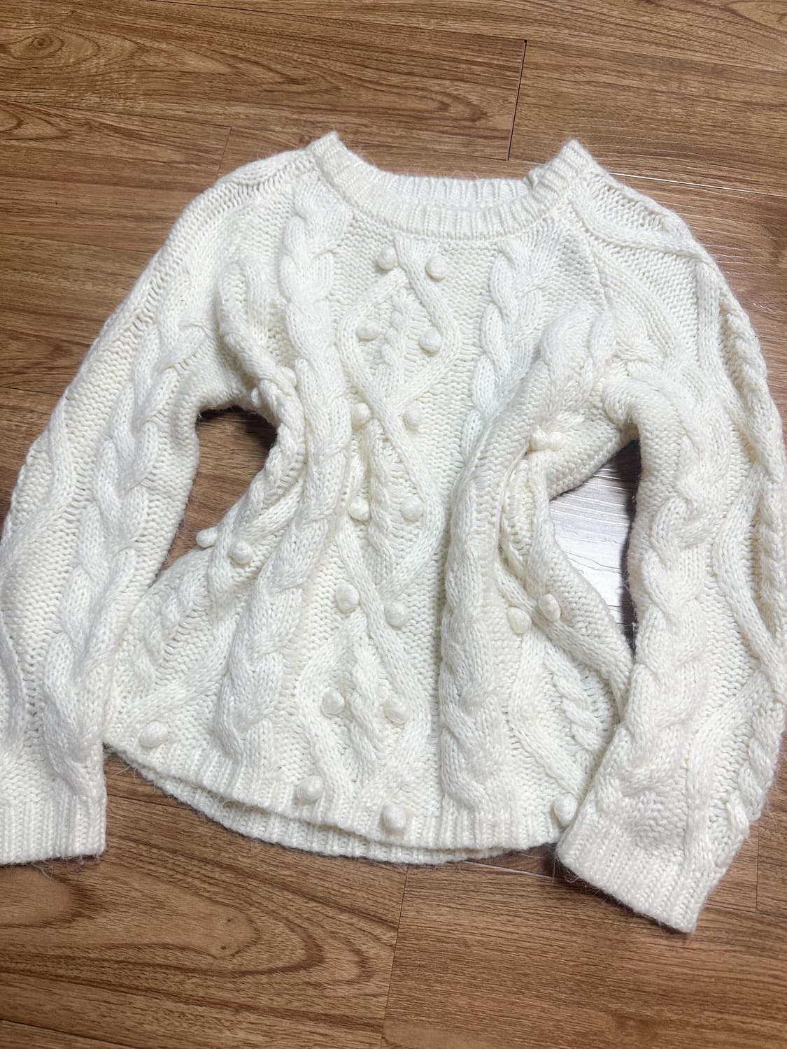 빈티지 화이트 폼폼이 니트 티셔츠 달천깔 히메갸루 로걀 라떼 모리걸 고딕 상품이미지1