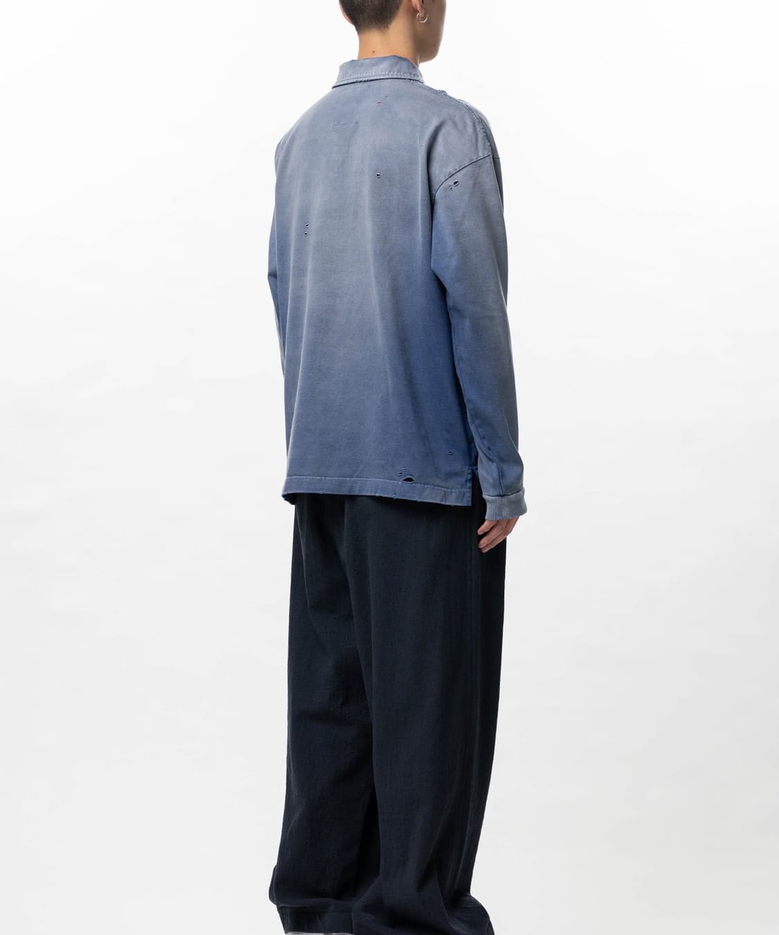 [48,50,52]미하라야스히로 26ss 선 페이드 폴로 티셔츠/블루 상품이미지4