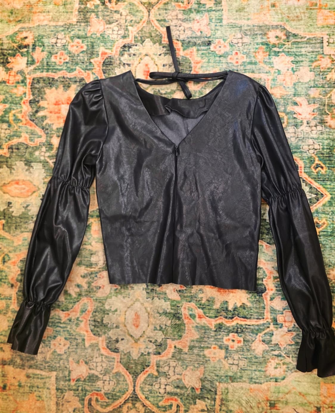 일본빈티지 블랙 레더 브라우스 상품이미지1