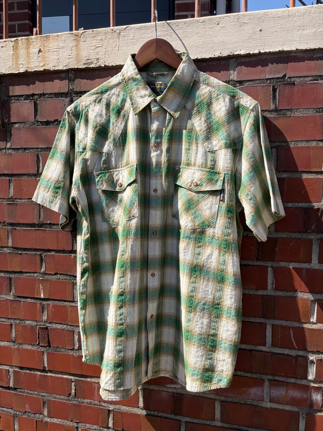 WOOLRICH 빈티지 그린 플래드 웨스턴 셔츠 상품이미지1