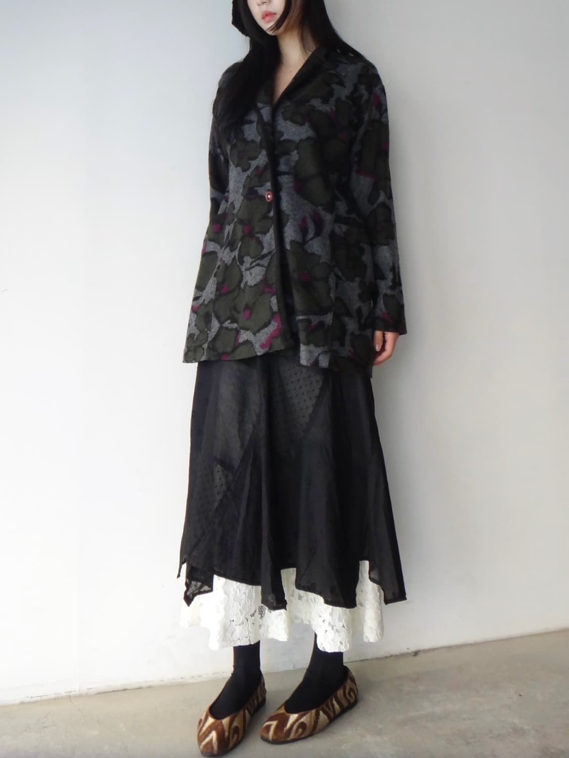 Flower pattern point cardigan 상품이미지5