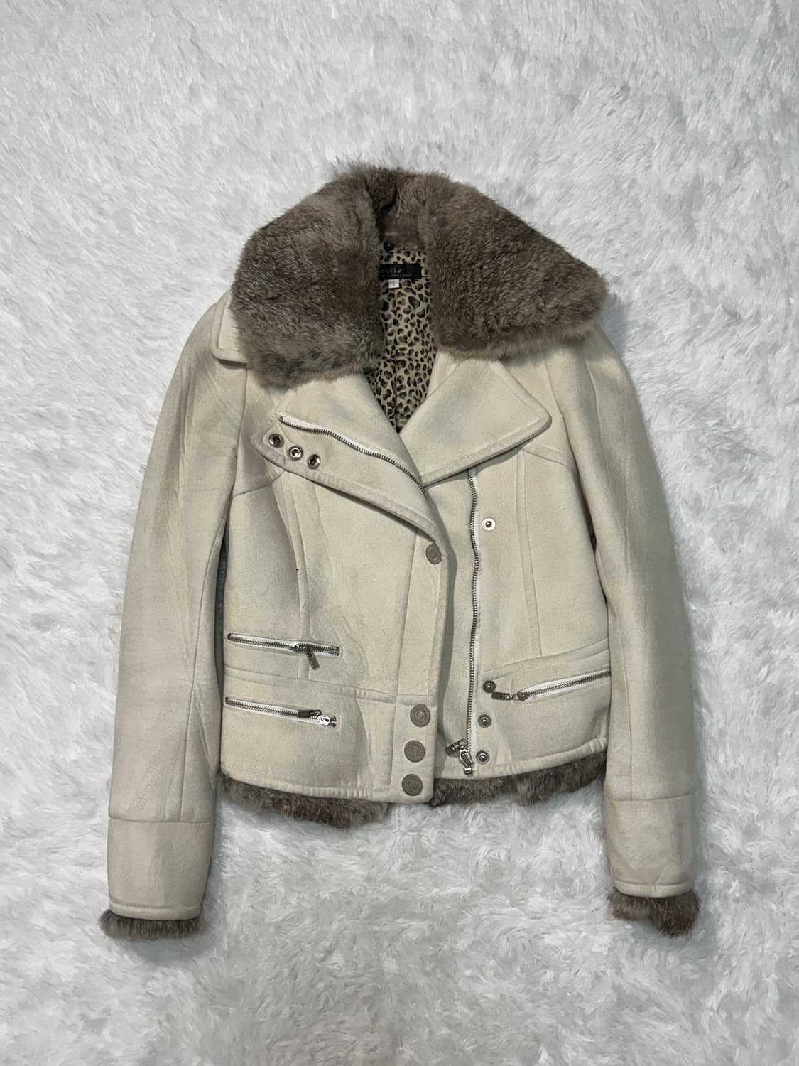 fur shearling white rider jacket 상품이미지1