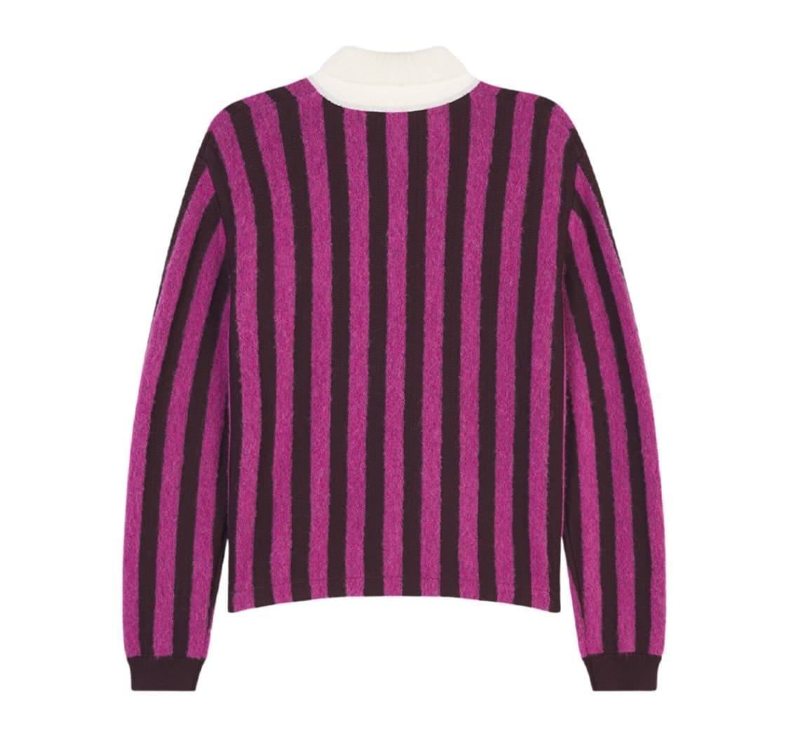 메종 키츠네 스트라이프 폴로 푸시아 블랙 스트라이프 상품이미지2