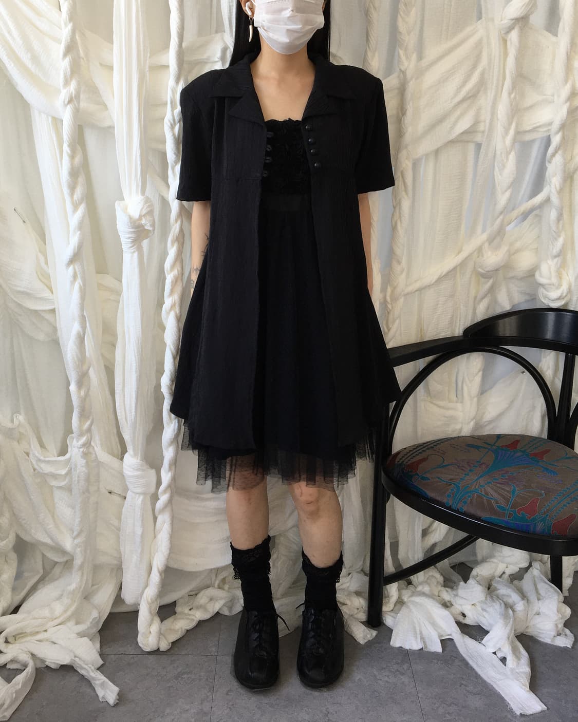 Pleats line point long jacket 상품이미지7