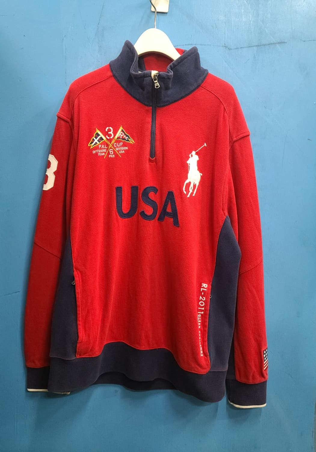 성조기 폴로 빅포니 USA 레이싱  반집업 상품이미지2