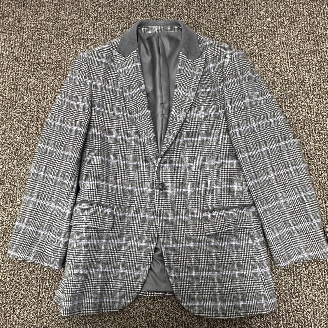 INTERMEZZO 인터메조 체크 블레이저 울 양가죽 정장 자켓 L 상품이미지1