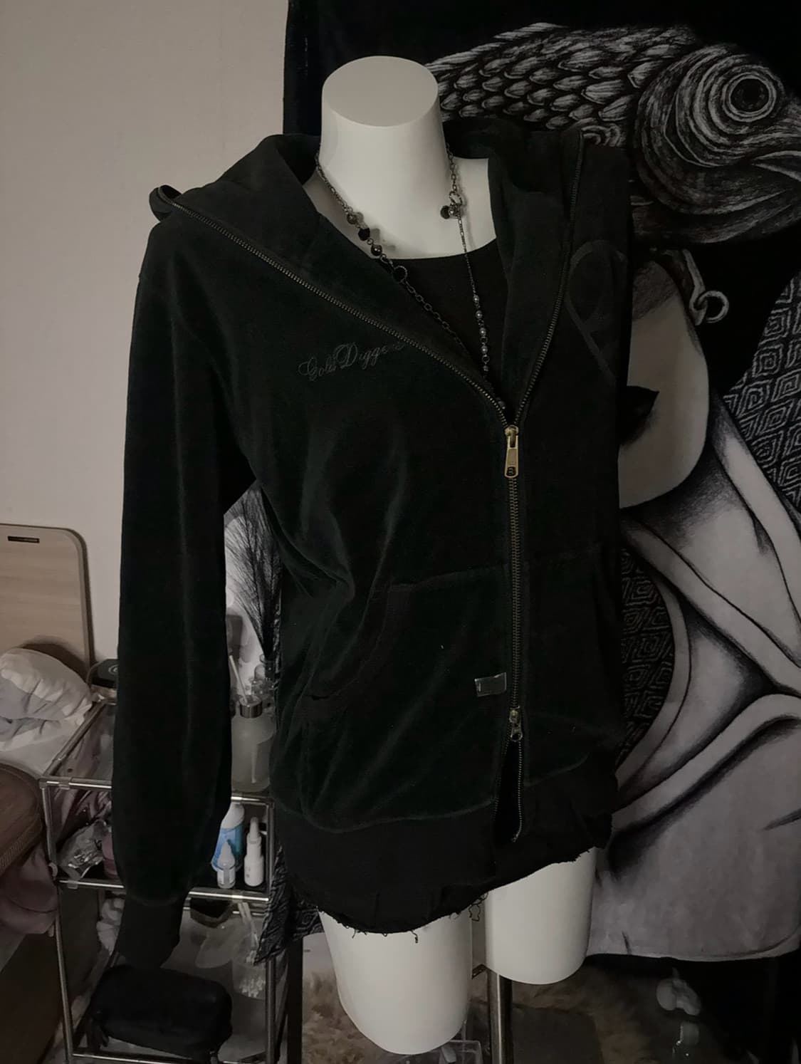 빈티지 벨벳 투지퍼 후드집업 상품이미지1