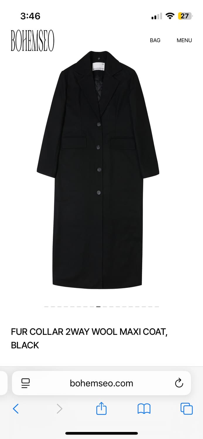 보헴서 보헤미안서울 블랙 코트 상품이미지1