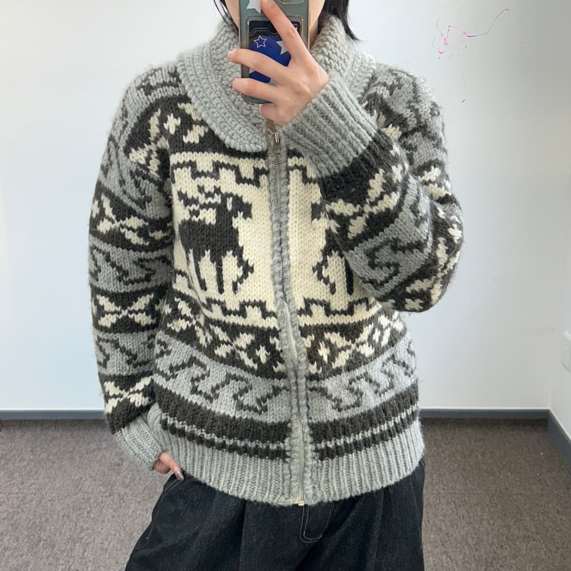 GEMBONY 노르딕 패턴 울 집업 가디건 상품이미지1