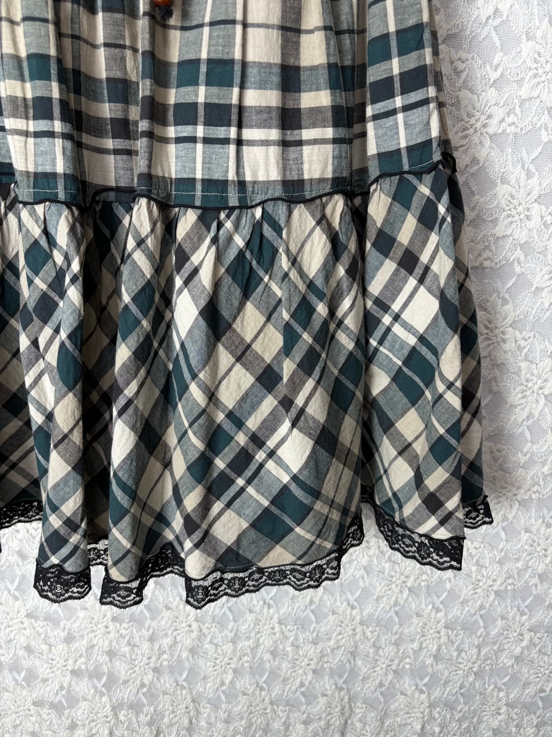 그린 체크 미디 스커트 상품이미지8