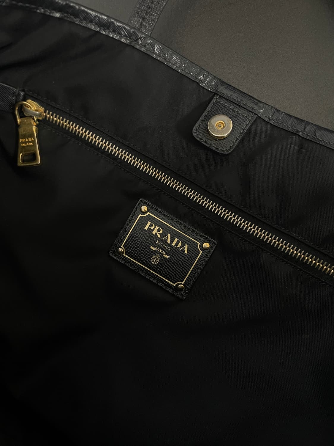 PRADA 프라다 토트 숄더 나일론 가죽 네로 블랙 쇼퍼 백 상품이미지1