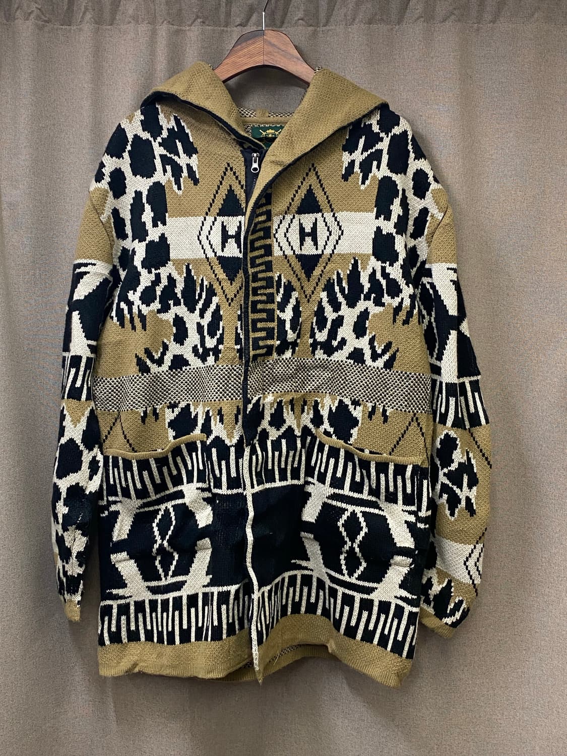 빈티지 헤비 니트 후드 집업 상품이미지1