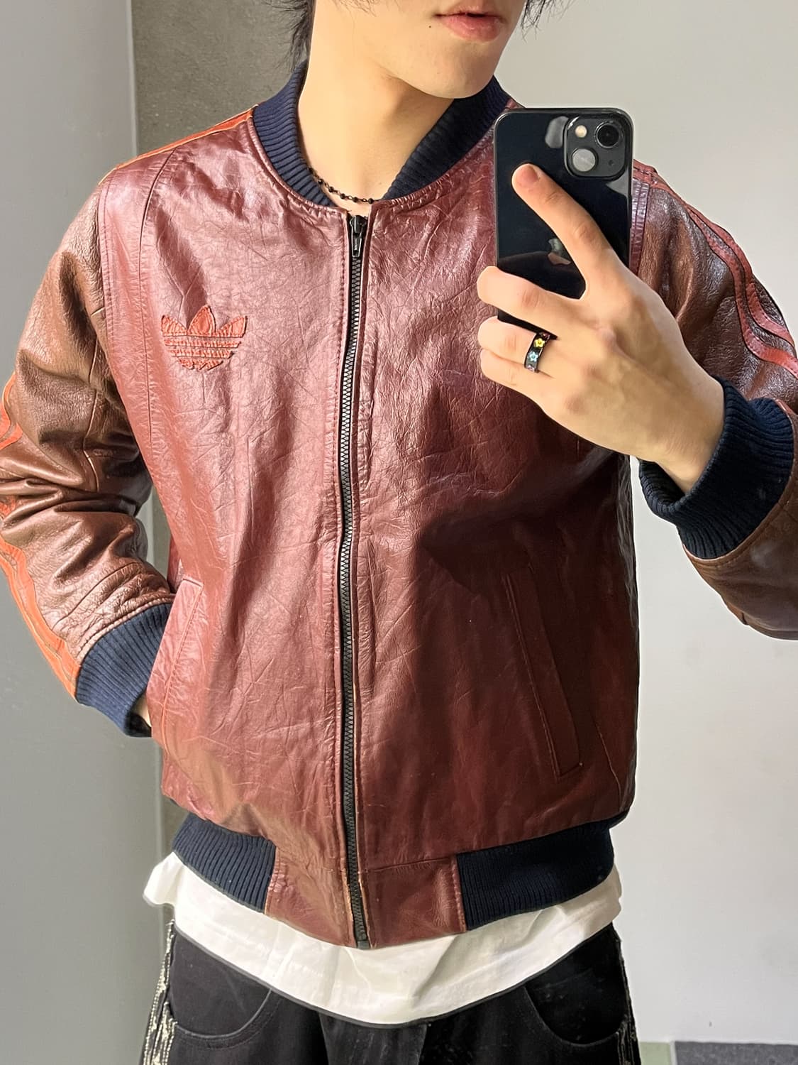 아디다스 80's 빅 트리포일 레더 자켓 상품이미지2